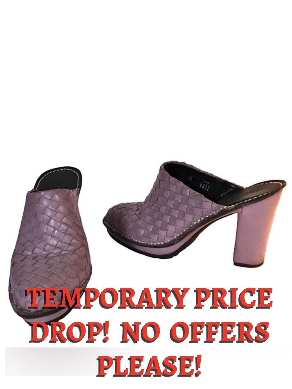 DONALD J. PLINER PURPLE WOVEN LEATHER HEEL MULES "BUSY" (7)